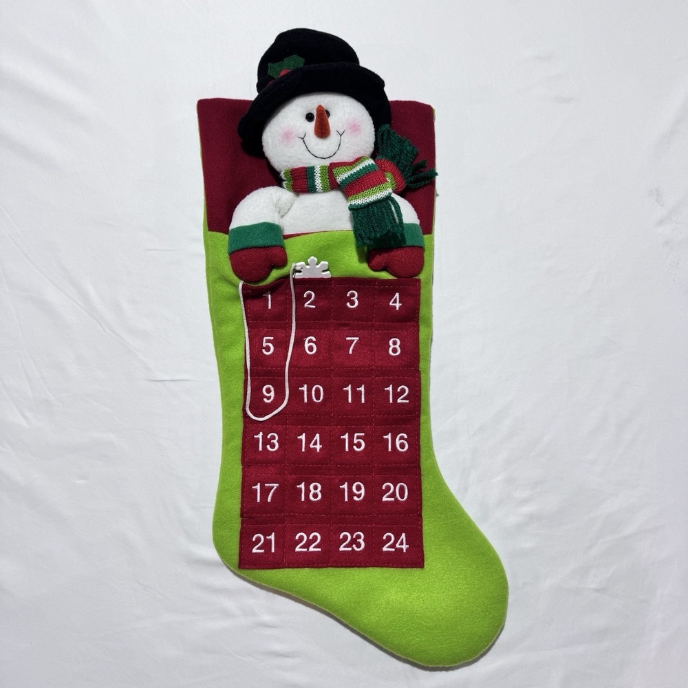 Plush Snowman Advent Calendar Christmas Stocking Snowflake Marker NEW Holiday